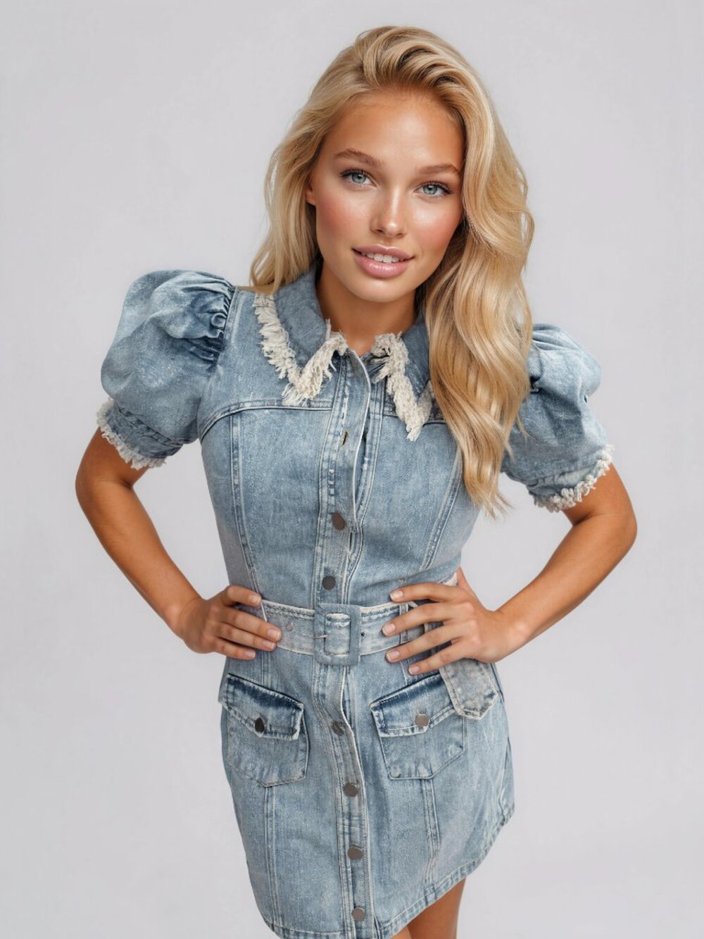 Elliatt Giselle Denim Day Dress - Light Blue